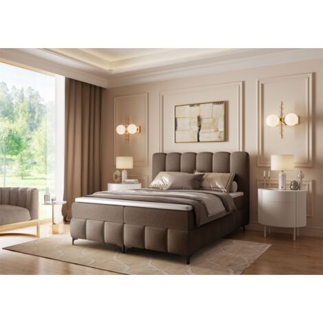 Boxspringbett Schlafzimmerbett ISABEL 160x200cm in Stoff Prime Braun (1/5)