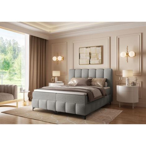 Boxspringbett Schlafzimmerbett ISABEL 160x200cm in Stoff Prime Hellgrau (1/5)