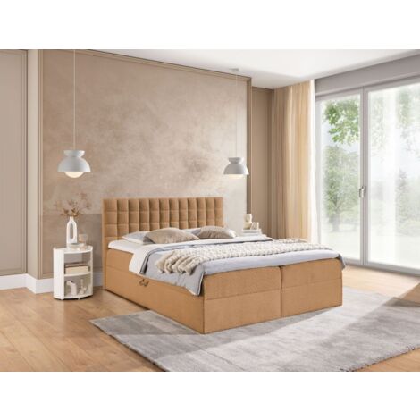 Boxspringbett Schlafzimmerbett TORIBO 120x200cm Stoff Coral Apricot (1/5)