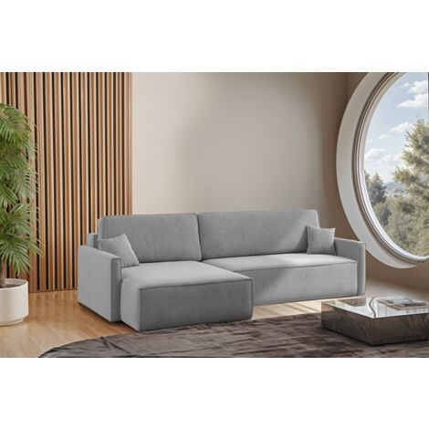 Ecksofa Schlafsofa Sofa LOUIS Stoff Salvador Grau Ottomane Links (1/4)