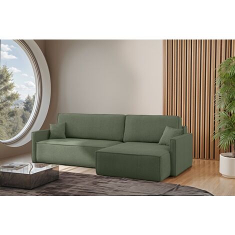Ecksofa Schlafsofa Sofa LOUIS Stoff Scala Grün Ottomane Rechts (1/4)