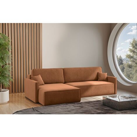 Ecksofa Schlafsofa Sofa LOUIS Stoff Salvador Rostbraun Ottomane Links (1/4)