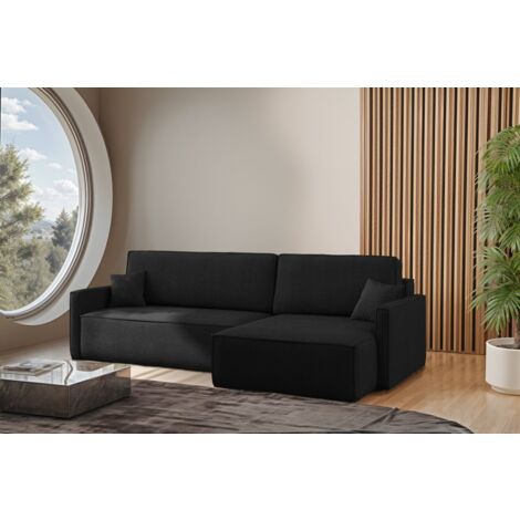 Ecksofa Schlafsofa Sofa LOUIS Stoff Scala Dunkelanthrazit Ottomane Rechts (1/4)