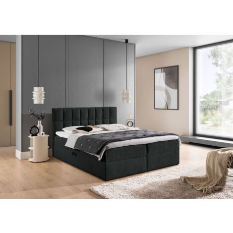 Boxspringbett Schlafzimmerbett DOMINGA PREMIUM 120x200cm Stoff Coral Schwarz (1/5)