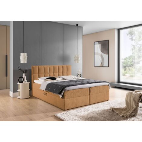 Boxspringbett Schlafzimmerbett DOMINGA 140x220cm Stoff Coral Apricot (1/5)