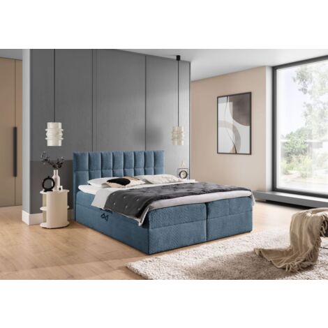 Boxspringbett Schlafzimmerbett DOMINGA 140x220cm Stoff Coral Himmelblau (1/5)