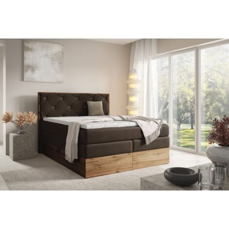 Boxspringbett Schlafzimmerbett NAVEL 160x200cm in Stoff Rouge Braun (1/5)