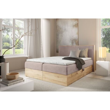 Boxspringbett Schlafzimmerbett ROLAND PREMIUM 120x200cm in Stoff Lincoln Rosa (1/4)
