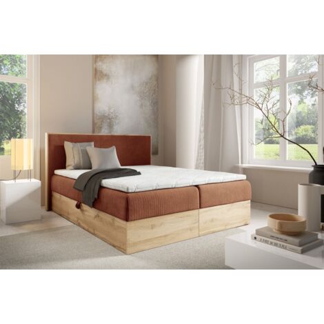 Boxspringbett Schlafzimmerbett ROLAND 200x220cm in Stoff Lincoln Rostbraun (1/5)