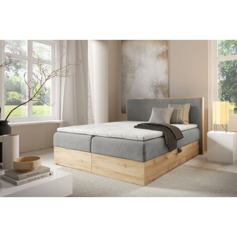 Boxspringbett Schlafzimmerbett ROLAND 120x200cm in Stoff Lincoln Grau (1/5)