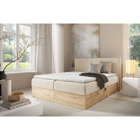 Boxspringbett Schlafzimmerbett ROLAND 120x220cm in Stoff Lincoln Beige (1/5)