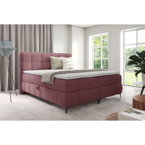 Boxspringbett Schlafzimmerbett SOPHIE 180x200cm Stoff Aragon Bordeauxrot (1/5)