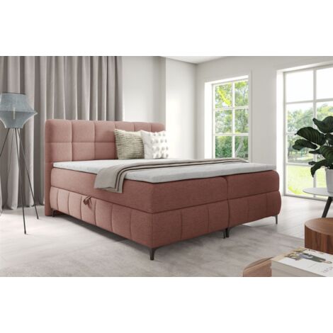 Boxspringbett Schlafzimmerbett SOPHIE 200x200cm Stoff Aragon Rose (1/5)
