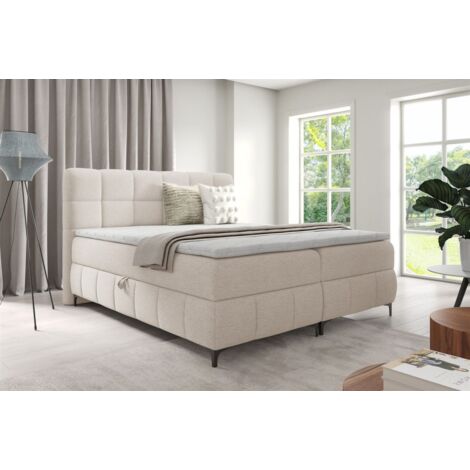 Boxspringbett Schlafzimmerbett SOPHIE 160x200cm Stoff Aragon Weiss (1/5)