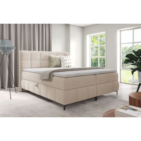 Boxspringbett Schlafzimmerbett SOPHIE 160x200cm Stoff Aragon Creme (1/5)