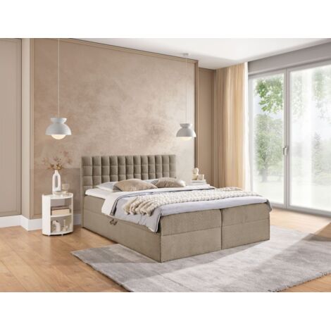 Boxspringbett Schlafzimmerbett TORIBO PREMIUM 180x220cm Stoff Coral Dunkelbeige (1/5)