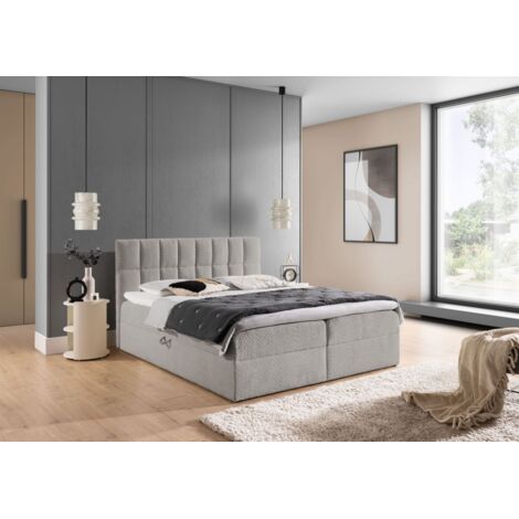 Boxspringbett Schlafzimmerbett DOMINGA PREMIUM 160x220cm Stoff Coral Grau (1/5)