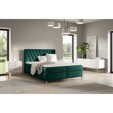 Boxspringbett Schlafzimmerbett ESPEN PREMIUM 140x220cm Stoff Fresh Grün (1/2)