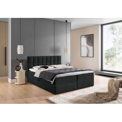 Boxspringbett Schlafzimmerbett DOMINGA PREMIUM 160x220cm Stoff Coral Schwarz (1/5)