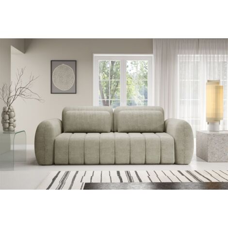 Sofa 3-Sitzer mit Schlaffunktion CARIA in Stoff Quelle Ecru (1/4)