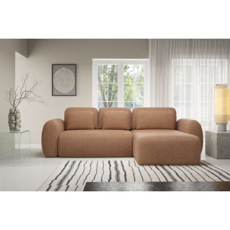Ecksofa Schlafsofa Sofa GASTON in Stoff Puente Rostbraun Ottomane Rechts (1/5)