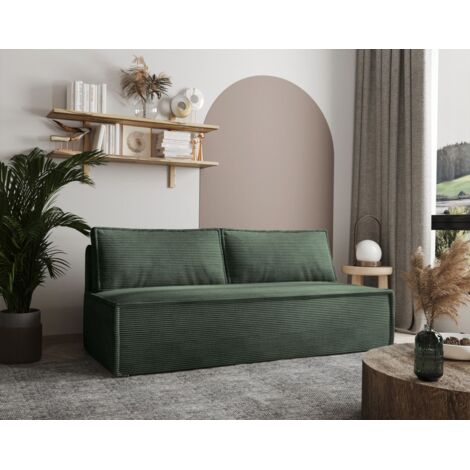Sofa Designersofa AMANDA 3-Sitzer mit Schlaffunktion in Stoff Zoom Flaschengrün (1/5)