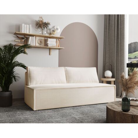 Sofa Designersofa AMANDA 3-Sitzer mit Schlaffunktion in Stoff Zoom Creme (1/5)