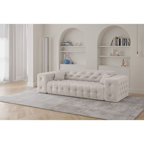 Sofa Designersofa CHANTAL 3-Sitzer in Stoff Moly Creme (1/5)