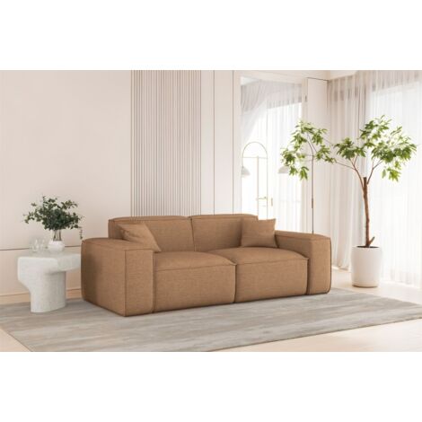 Sofa Designersofa CELES PREMIUM 2-Sitzer in Stoff Artico Rostbraun