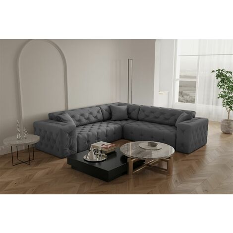 Ecksofa Designersofa CHANTAL in Stoff Opera Velvet Grau Seite Universal (1/5)