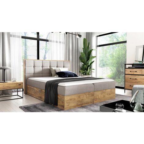 Boxspringbett Schlafzimmerbett KALYPSO 120x200cm Stoff Beige inkl. Bettkasten (1/4)