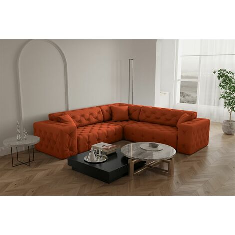 Ecksofa Designersofa CHANTAL in Stoff Opera Velvet Orange Seite Universal (1/5)