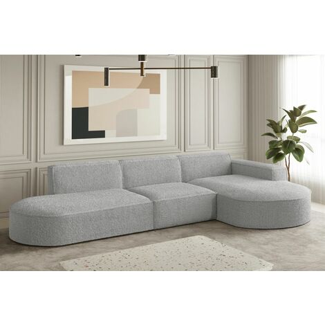 Ecksofa Designersofa PALMA in Stoff Ascot Toffee Ottomane Rechts (1/2)