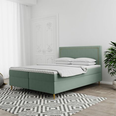 Boxspringbett Schlafzimmerbett LUCIEN 160x200cm In Stoff Soro Mint