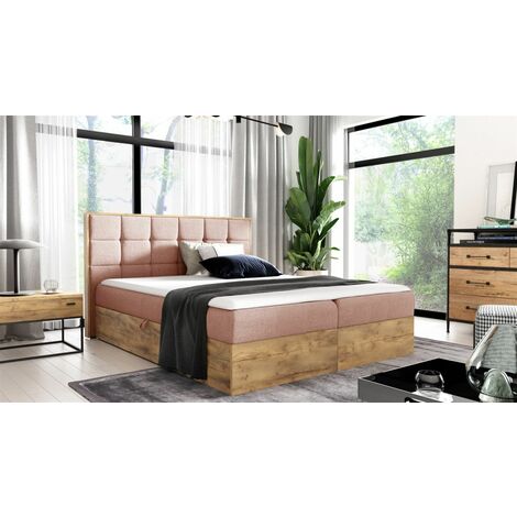 Boxspringbett Schlafzimmerbett KALYPSO 160x220cm Stoff Rose inkl. Bettkasten (1/4)