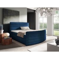 Boxspringbett Schlafzimmerbett AMBRA 140x200cm Stoff Elisa Velvet Dunkelblau