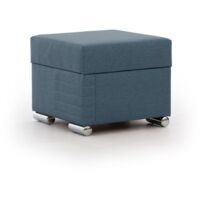 Polsterhocker mit Stauraum CANTON in Stoff Liverpool Azurblau