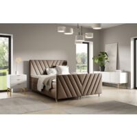 Boxspringbett Schlafzimmerbett CARLITO 160x200cm in Stoff Fresh Braun