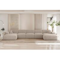 Wohnlandschaft Sofa U-Form CELES PREMIUM XL in Stoff Sven Cappuccino