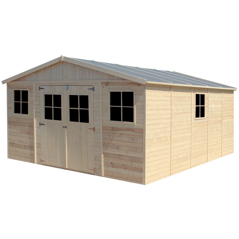 324x216cm/6m2 Cobertizo de Madera Natural Taller de Jardín TIMBELA Cobertizo de Madera para jardín con Base Almacenamiento de Herramientas M334+M334G Bicicleta 