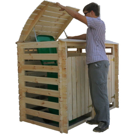 Cobertizo De Madera Para 2 Cubos De Basura 240L - Con Puertas Y Cerradura