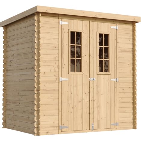 Casa de almacenamiento jardín 142x204x200 cm/2.22 m2 - Caseta para exterior jardín - Cobertizo de madera pequeño - Techo, ventanas- TIMBELA M311C
