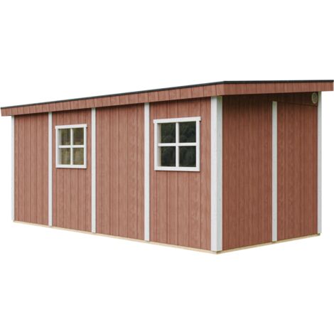Casa de jardín de primera calidad 11,47 m² - H231x248x530 cm - Construcción de paneles LP Smartside - Sin suelo ni pared lateral - Timbela M940B-REDWOOD RED