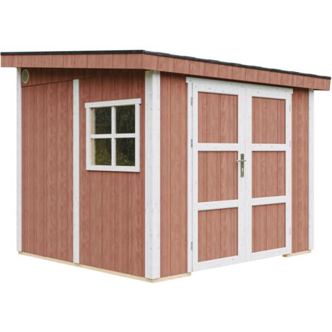 Casa de jardín de primera calidad 5,9 m² - H231x248x294 cm - Construcción de paneles LP Smartside - Sin suelo ni pared lateral - Timbela M938B-REDWOOD RED