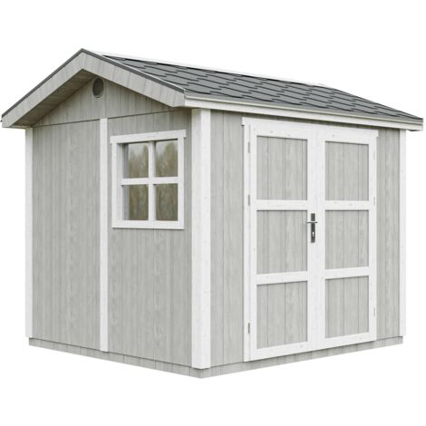 Caseta de jardín de CALIDAD PREMIUM 5.9 m²-L294xW250cm - Construcción con paneles LP Smartside - con Suelo y Tejas Bituminosas - TIMBELA M913A-TUNDRA GREY