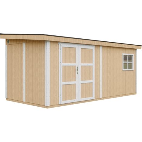 Casa de jardín de primera calidad 11,47 m² - H231x248x530 cm - Timbela M940-HARVEST HONEY (1/5)