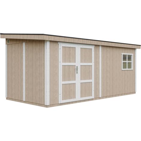 Casa de jardín de primera calidad 11,47 m² - H231x248x530 cm - Timbela M940-TERRA BROWN (1/5)