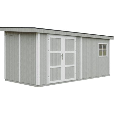 Casa de jardín de primera calidad 11,47 m² - H231x248x530 cm - Timbela M940-TUNDRA GREY (1/5)