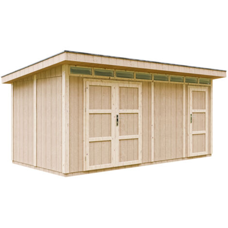 Caseta de jardín de CALIDAD PREMIUM 8.52 + 2.95m²-L530xW279cm - TIMBELA M905C