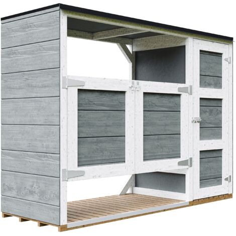 Caseta jardin exterior – cobertizo jardin exterior para cubos basura 2x240L con puertas, caseta de madera para almacenaje exterior, armario jardín exterior – Timbela M981A-CAVERN STEEL